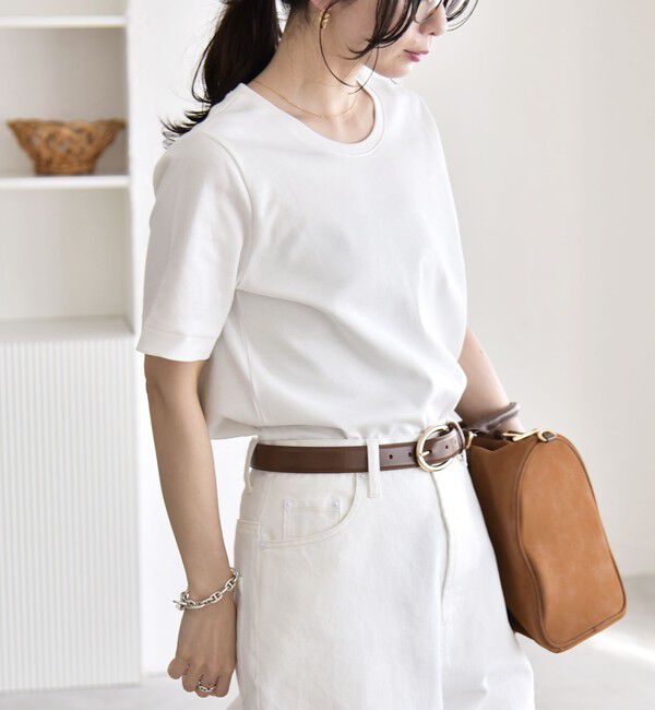 quaranciel「quaranciel:〈接触冷感/汗染み防止加工/洗濯機可能〉ベーシック コンパクト TEE」|Tシャツ・カットソー|