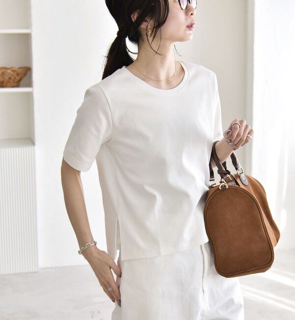 quaranciel「quaranciel:〈接触冷感/汗染み防止加工/洗濯機可能〉ベーシック コンパクト TEE」|Tシャツ・カットソー|