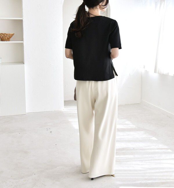 quaranciel「quaranciel:〈接触冷感/汗染み防止加工/洗濯機可能〉ベーシック コンパクト TEE」|Tシャツ・カットソー|