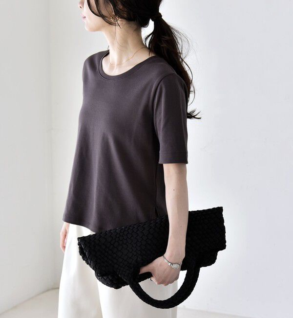 quaranciel「quaranciel:〈接触冷感/汗染み防止加工/洗濯機可能〉ベーシック コンパクト TEE」|Tシャツ・カットソー|