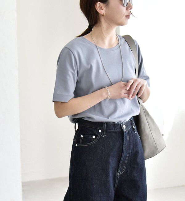 quaranciel「quaranciel:〈接触冷感/汗染み防止加工/洗濯機可能〉ベーシック コンパクト TEE」|Tシャツ・カットソー|