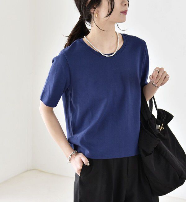 quaranciel「quaranciel:〈接触冷感/汗染み防止加工/洗濯機可能〉ベーシック コンパクト TEE」|Tシャツ・カットソー|