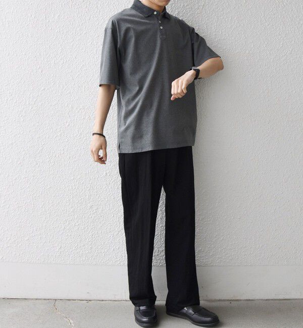 SHIPS any「SHIPS any:〈接触冷感/遮熱/UVカット〉COOL TOUCH スムース デザイン リブ 半袖 ポロシャツ◇」|Tシャツ・カットソー|