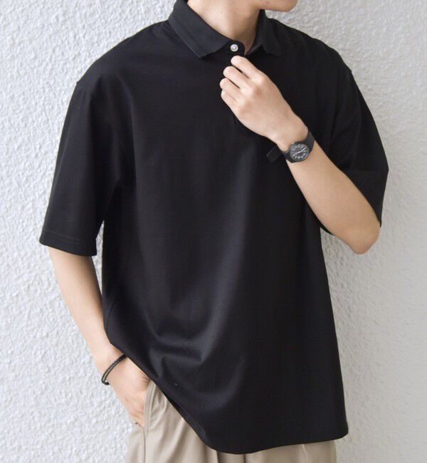 SHIPS any「SHIPS any:〈接触冷感/遮熱/UVカット〉COOL TOUCH スムース デザイン リブ 半袖 ポロシャツ◇」|Tシャツ・カットソー|