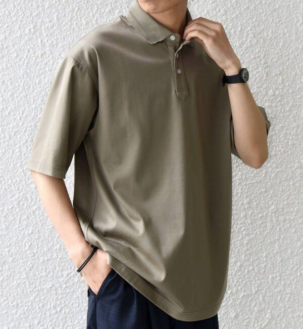 SHIPS any「SHIPS any:〈接触冷感/遮熱/UVカット〉COOL TOUCH スムース デザイン リブ 半袖 ポロシャツ◇」|Tシャツ・カットソー|