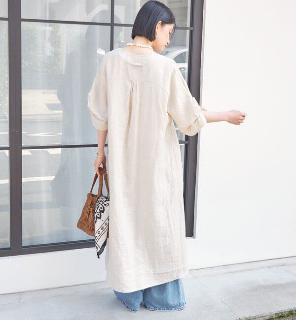 SHIPS for women「TICCA:〈手洗い可能〉リネン ツイスト スリーブ ワンピース」|ワンピース|