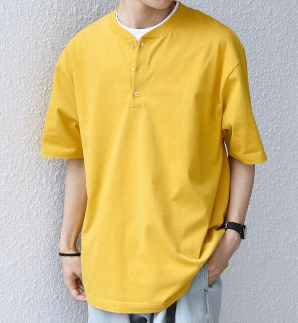 SHIPS any「SHIPS any:〈接触冷感/吸水速乾/UVカット/遮熱〉Raylock ヘンリーネック Tシャツ◇」|Tシャツ・カットソー|マスタード