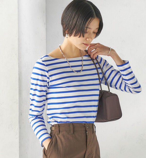 SHIPS for women「【SHIPS別注】Le minor: ボーダー ボートネック プルオーバー」|Tシャツ・カットソー|ブルー