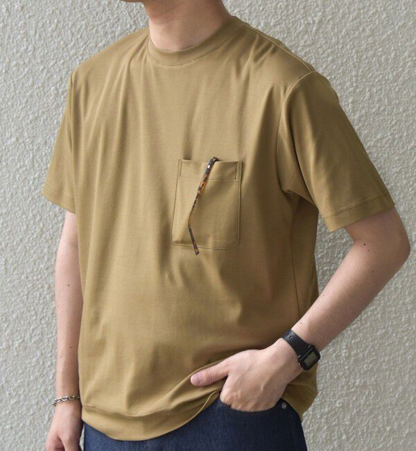 SHIPS any「SHIPS any:〈接触冷感/UVカット〉ソフト スムース リラックス ポケット Tシャツ◇」|Tシャツ・カットソー|カーキ