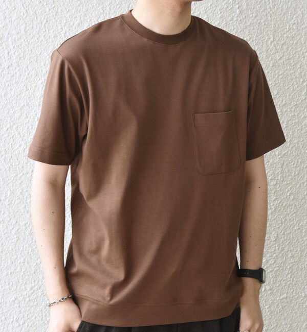 SHIPS any「SHIPS any:〈接触冷感/UVカット〉ソフト スムース リラックス ポケット Tシャツ◇」|Tシャツ・カットソー|ブラウン