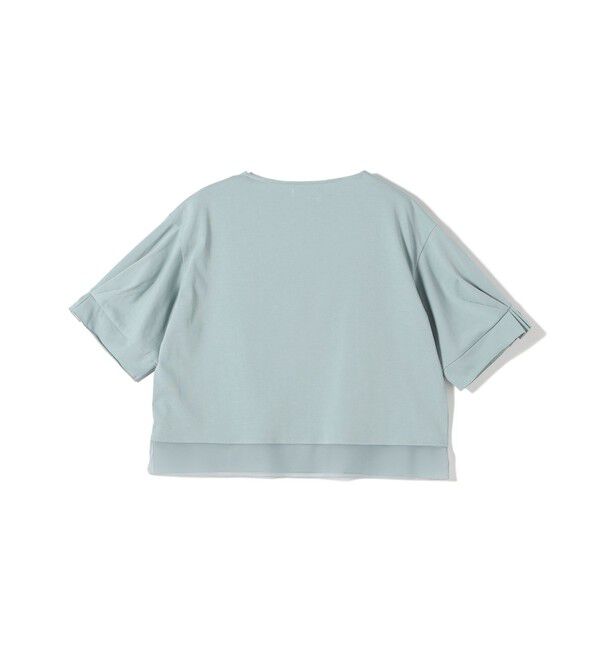 SHIPS for women「〈手洗い可能〉シアー コンビ 袖 タック デザイン プルオーバー」|Tシャツ・カットソー|