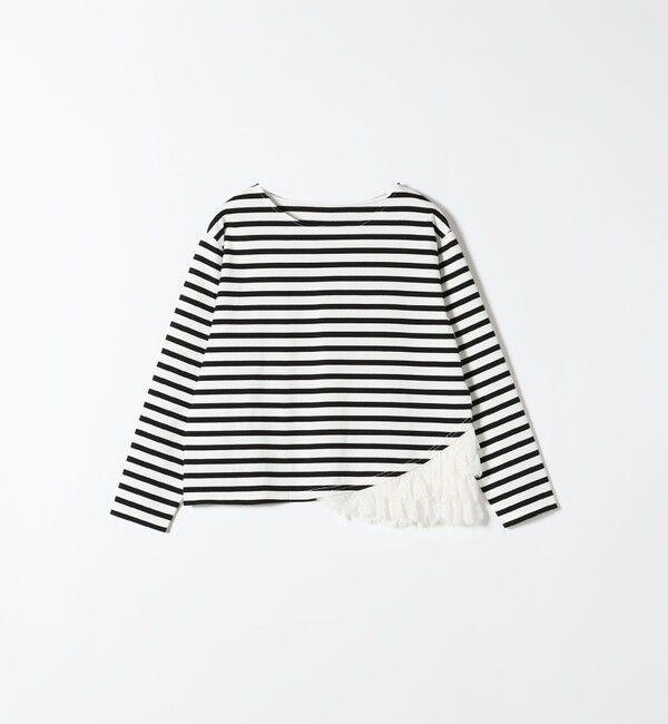 SHIPS any「《予約》SHIPS any:〈洗濯機可能〉レース ヘム アシンメトリー ロングスリーブ TEE」|Tシャツ・カットソー|
