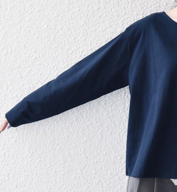 SHIPS any「《予約》SHIPS any:〈洗濯機可能〉レース ヘム アシンメトリー ロングスリーブ TEE」|Tシャツ・カットソー|