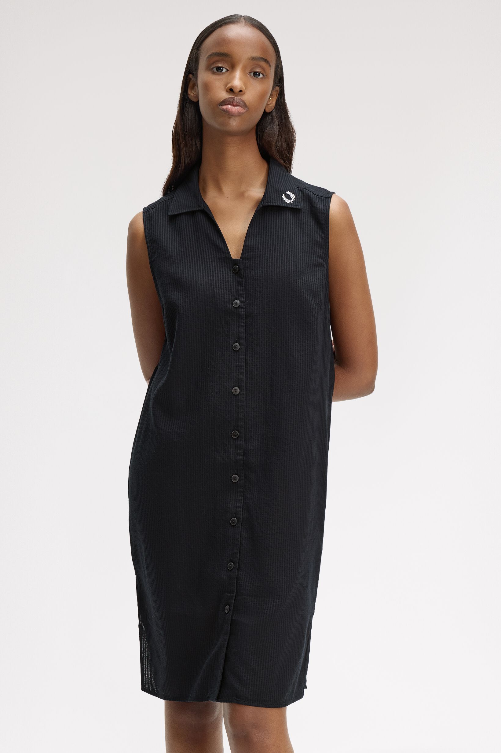 FRED PERRY 「Sheer Stripe Sleeveless Dress／シアーストライプノースリーブワンピース」|ワンピース|