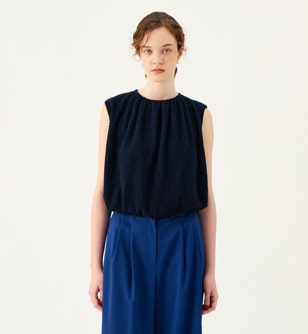 Ballsey「コットンシアートリコット ギャザーショートブラウス」|Tシャツ・カットソー|