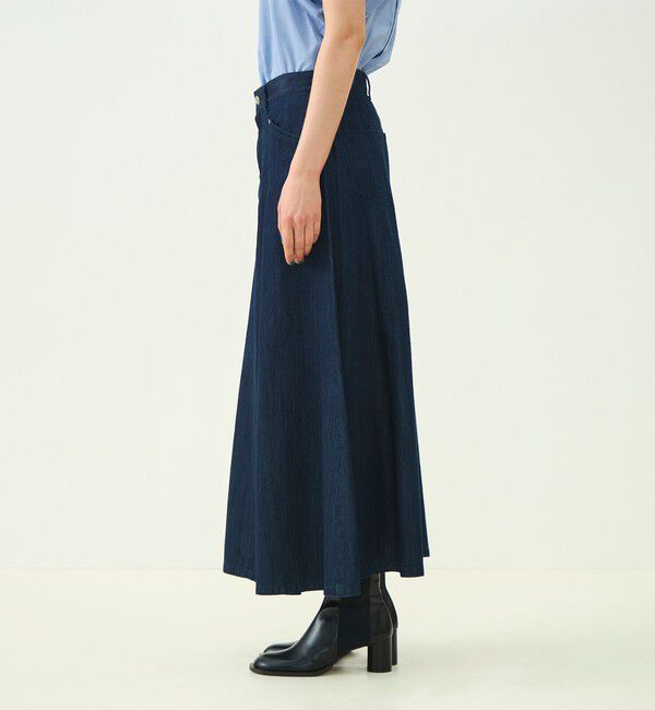 MACPHEE「コットンセルロースデニム フレアロングスカート」|フレア|
