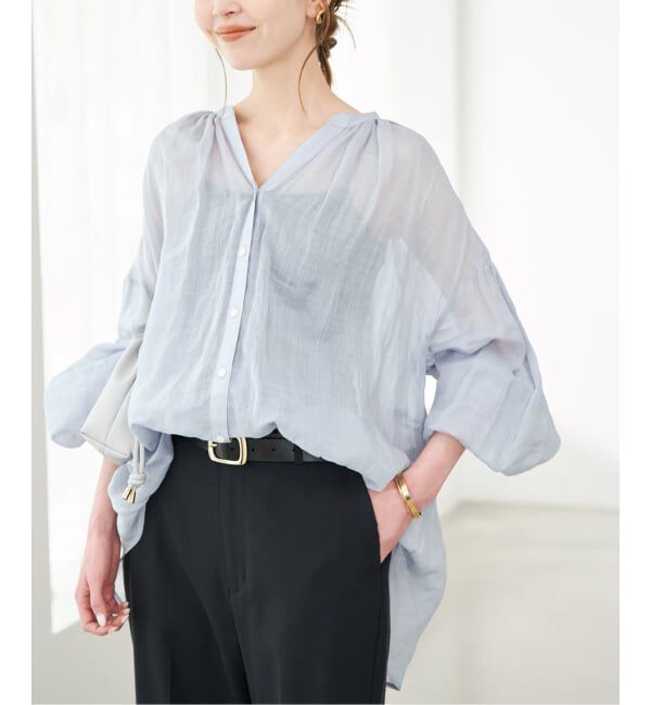 SLOBE IENA「《追加》ラミースキッパーシャツ」|シャツ・ブラウス|サックスブルー