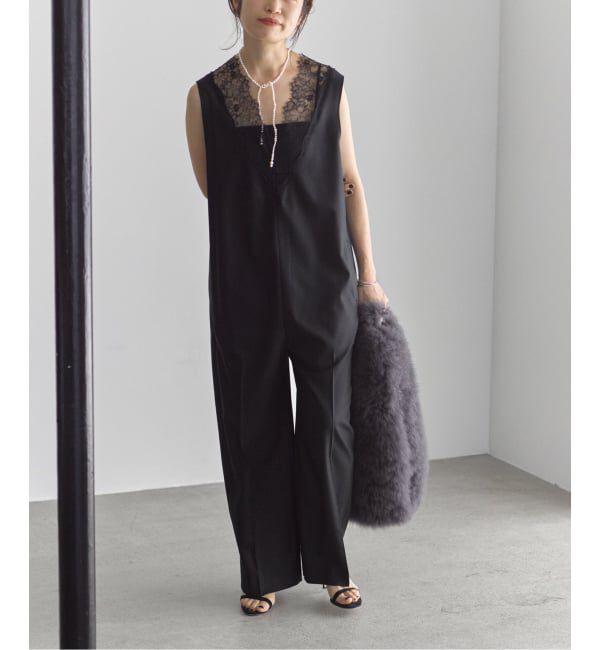 VERMEIL par iena「《一部カラーWEB限定》Lace Neck オールインワン」|オールインワン|ブラック