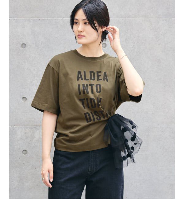 IENA「コットンフロントロゴTシャツ」|Tシャツ・カットソー|カーキ