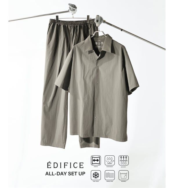 EDIFICE「【EDIFICE ALL-DAY SETUPシリーズ】2点セット オーバーシャツ&イージーパンツ」|シャツ・ブラウス|カーキ