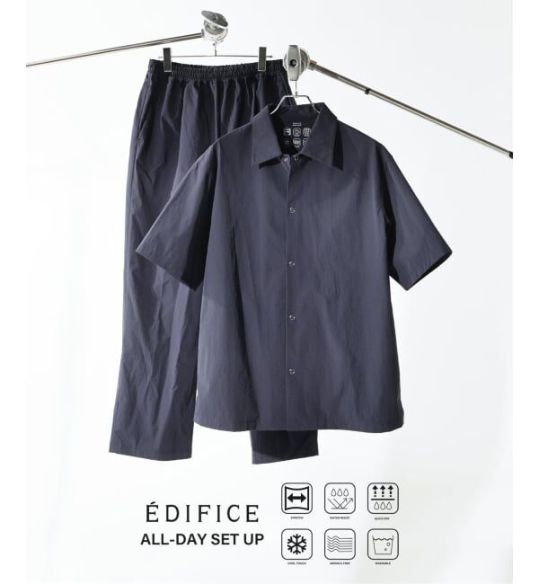 EDIFICE「【EDIFICE ALL-DAY SETUPシリーズ】2点セット オーバーシャツ&イージーパンツ」|シャツ・ブラウス|ネイビー