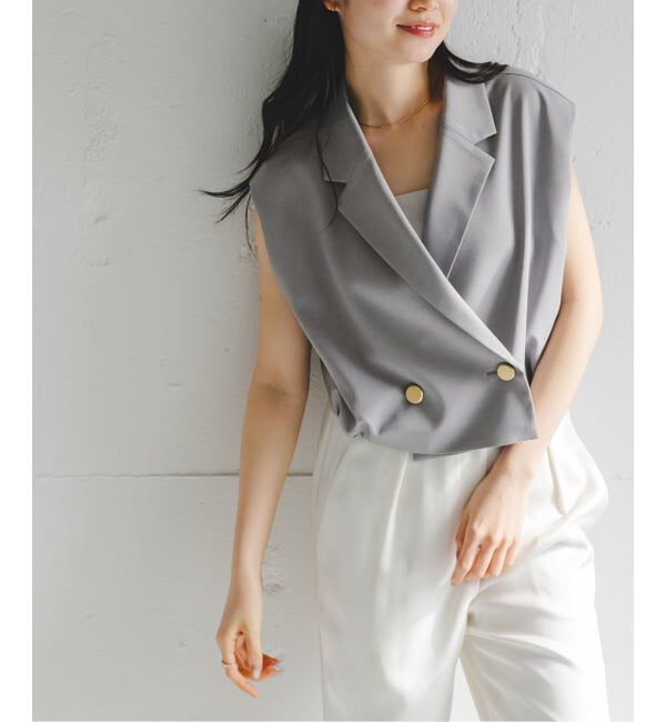 NOBLE「《セットアップ対応》エステルツイルショートジレブラウス」|シャツ・ブラウス|