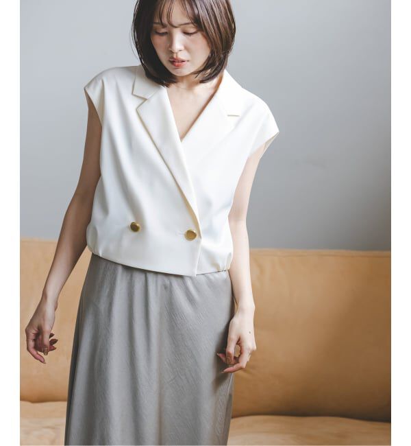NOBLE「《セットアップ対応》エステルツイルショートジレブラウス」|シャツ・ブラウス|
