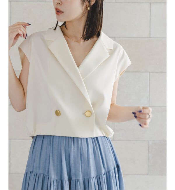 NOBLE「《セットアップ対応》エステルツイルショートジレブラウス」|シャツ・ブラウス|
