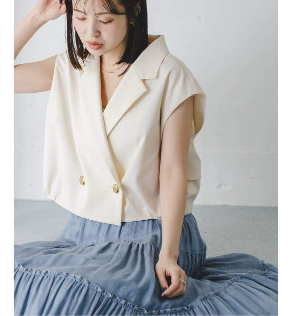 NOBLE「《セットアップ対応》エステルツイルショートジレブラウス」|シャツ・ブラウス|