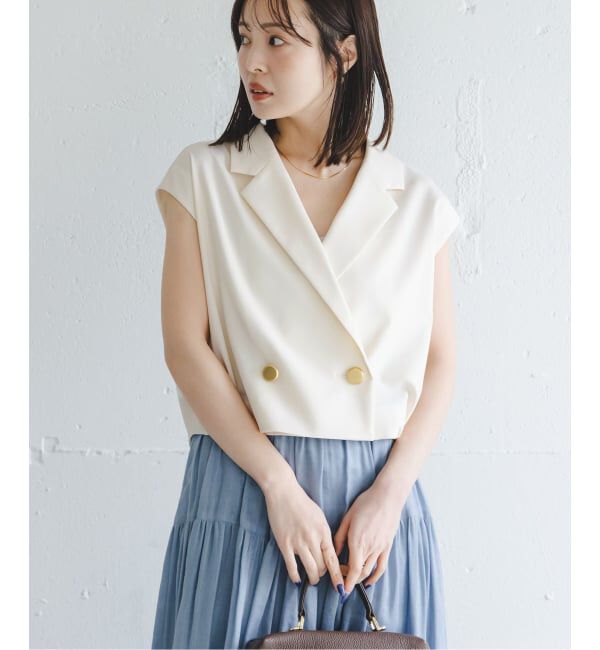 NOBLE「《セットアップ対応》エステルツイルショートジレブラウス」|シャツ・ブラウス|