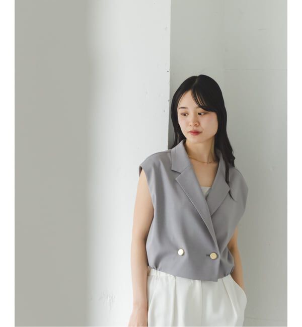 NOBLE「《セットアップ対応》エステルツイルショートジレブラウス」|シャツ・ブラウス|