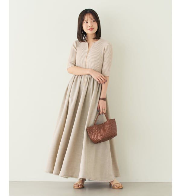NOBLE「《追加・新色》【洗える】フロントジップドッキングワンピース」|ワンピース|