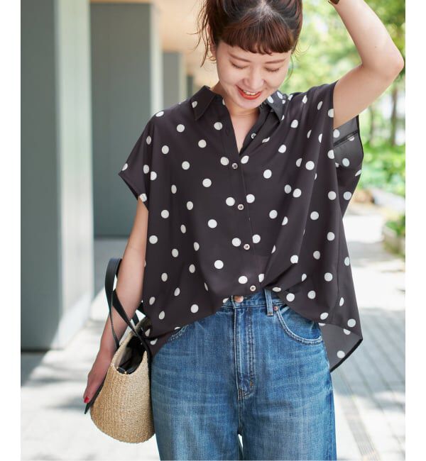 Spick and Span「《WEB限定 / 追加予約》ドットフレンチスリーブシャツ」|シャツ・ブラウス|