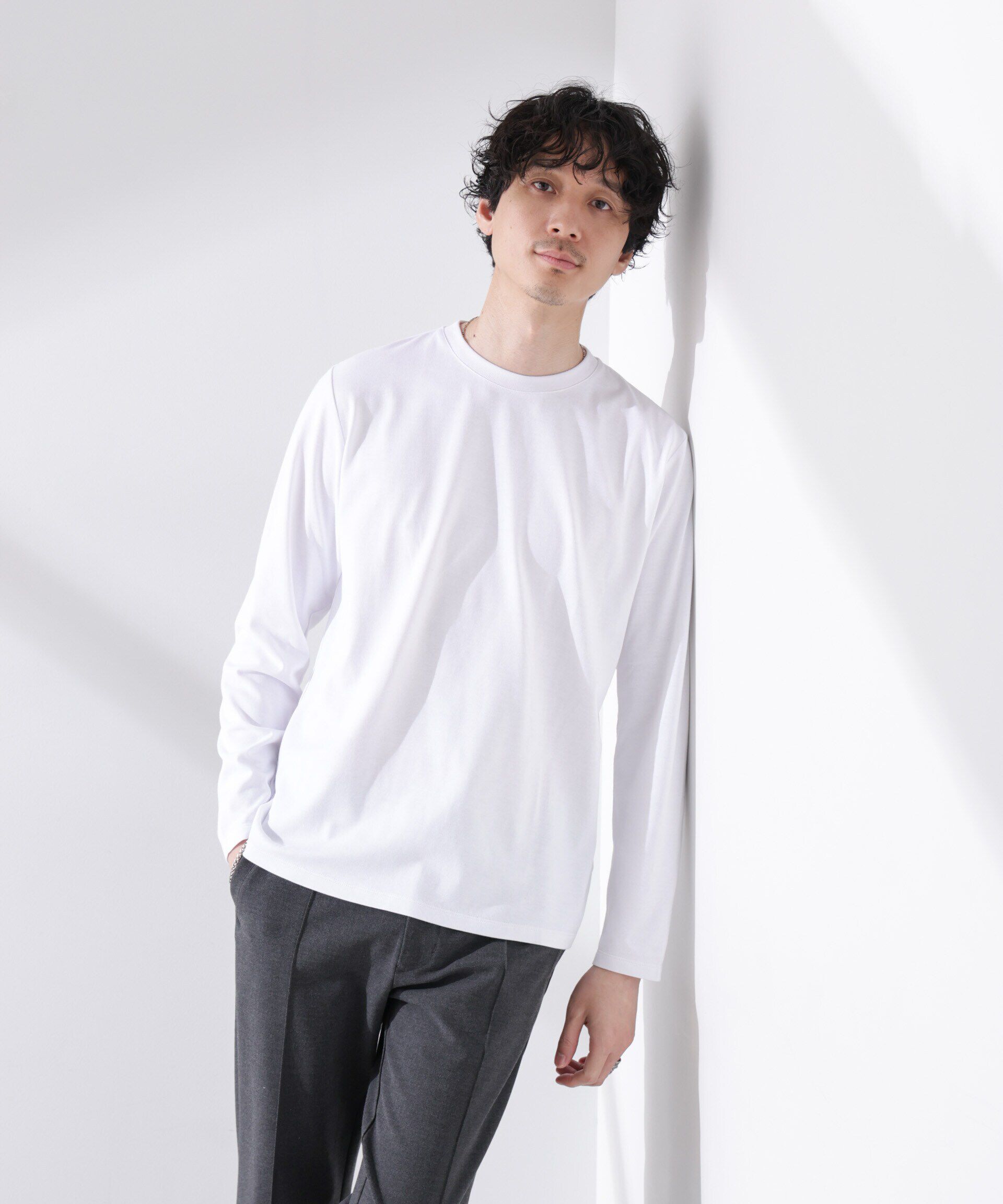 NANO universe「Anti Soaked(R)汗染み防止 クルーネックTシャツ 長袖」|Tシャツ・カットソー|