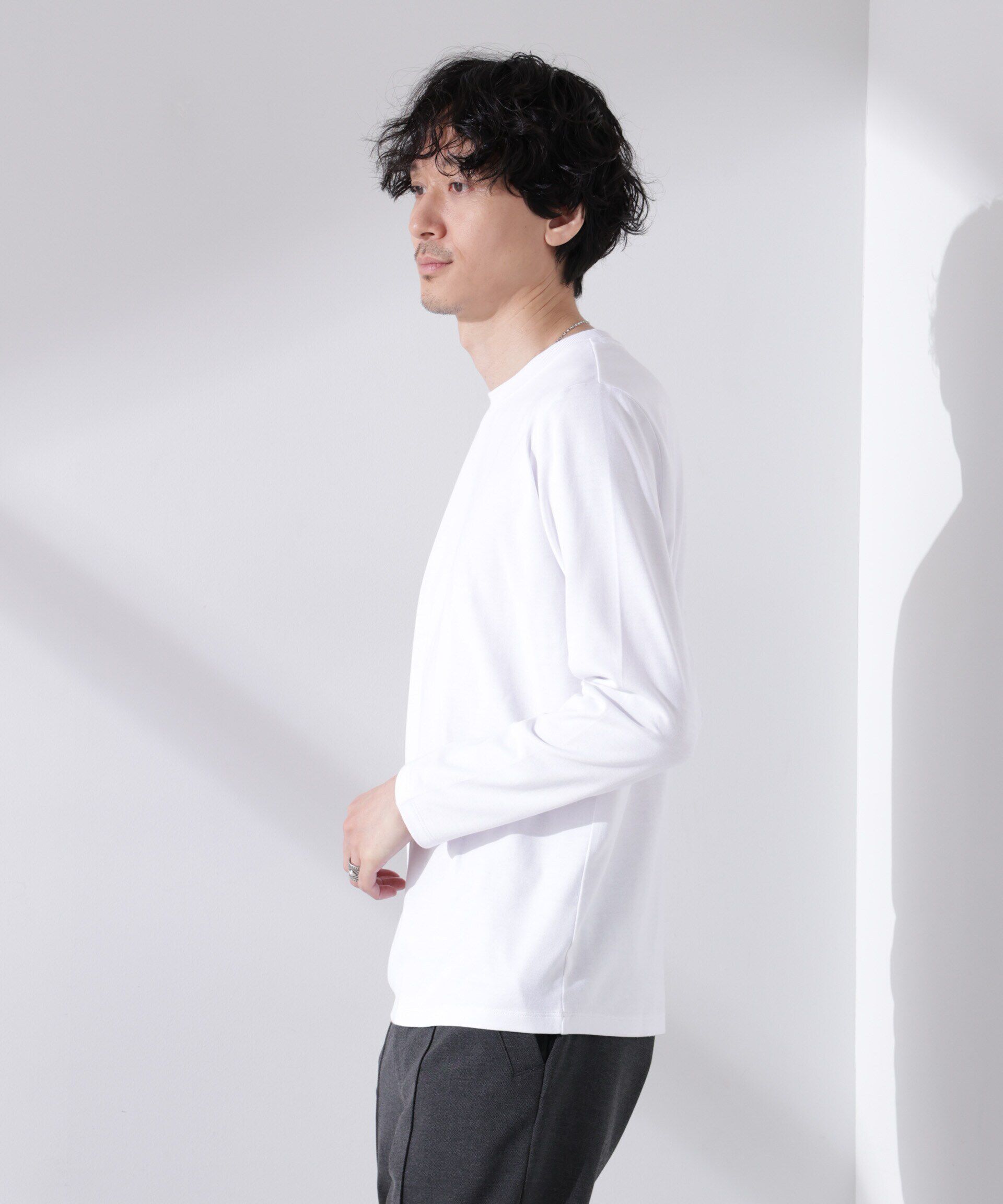 NANO universe「Anti Soaked(R)汗染み防止 クルーネックTシャツ 長袖」|Tシャツ・カットソー|