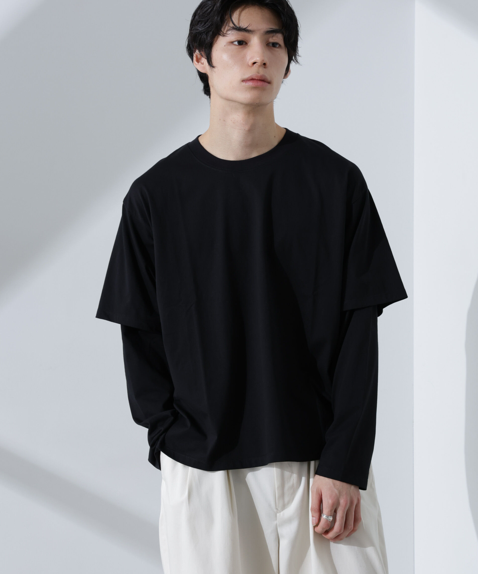 NANO universe「フェイクレイヤードTシャツ 長袖」|Tシャツ・カットソー|