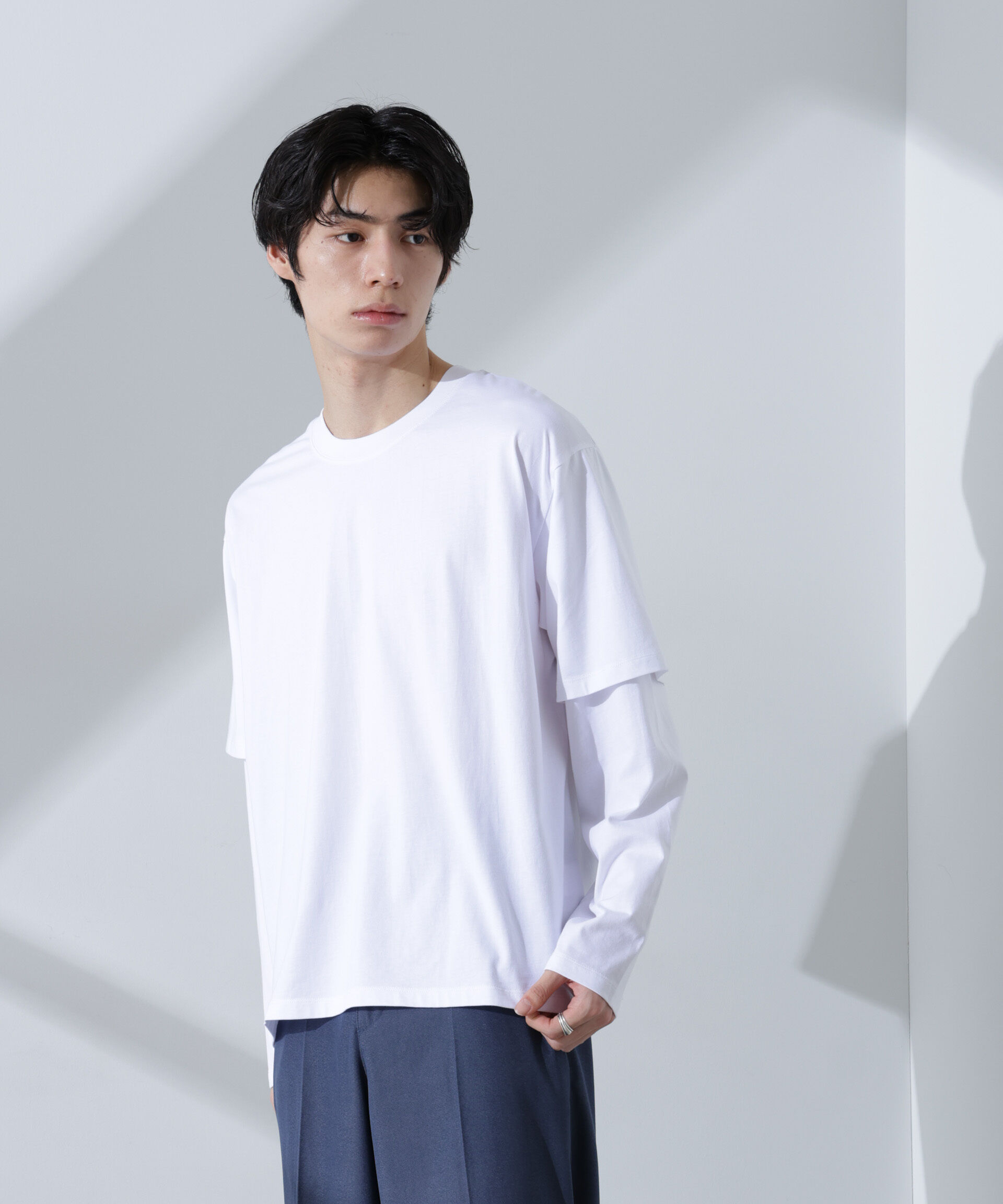 NANO universe「フェイクレイヤードTシャツ 長袖」|Tシャツ・カットソー|