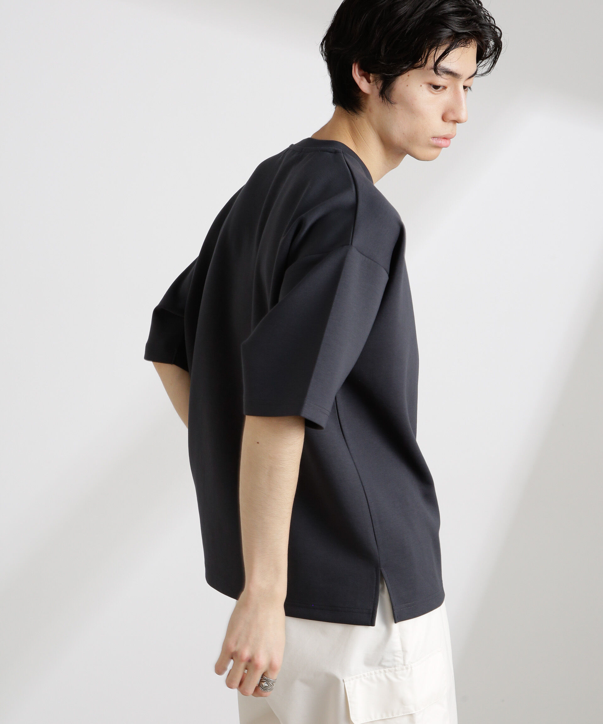 NANO universe「ワイドダンボールTシャツ 半袖」|Tシャツ・カットソー|