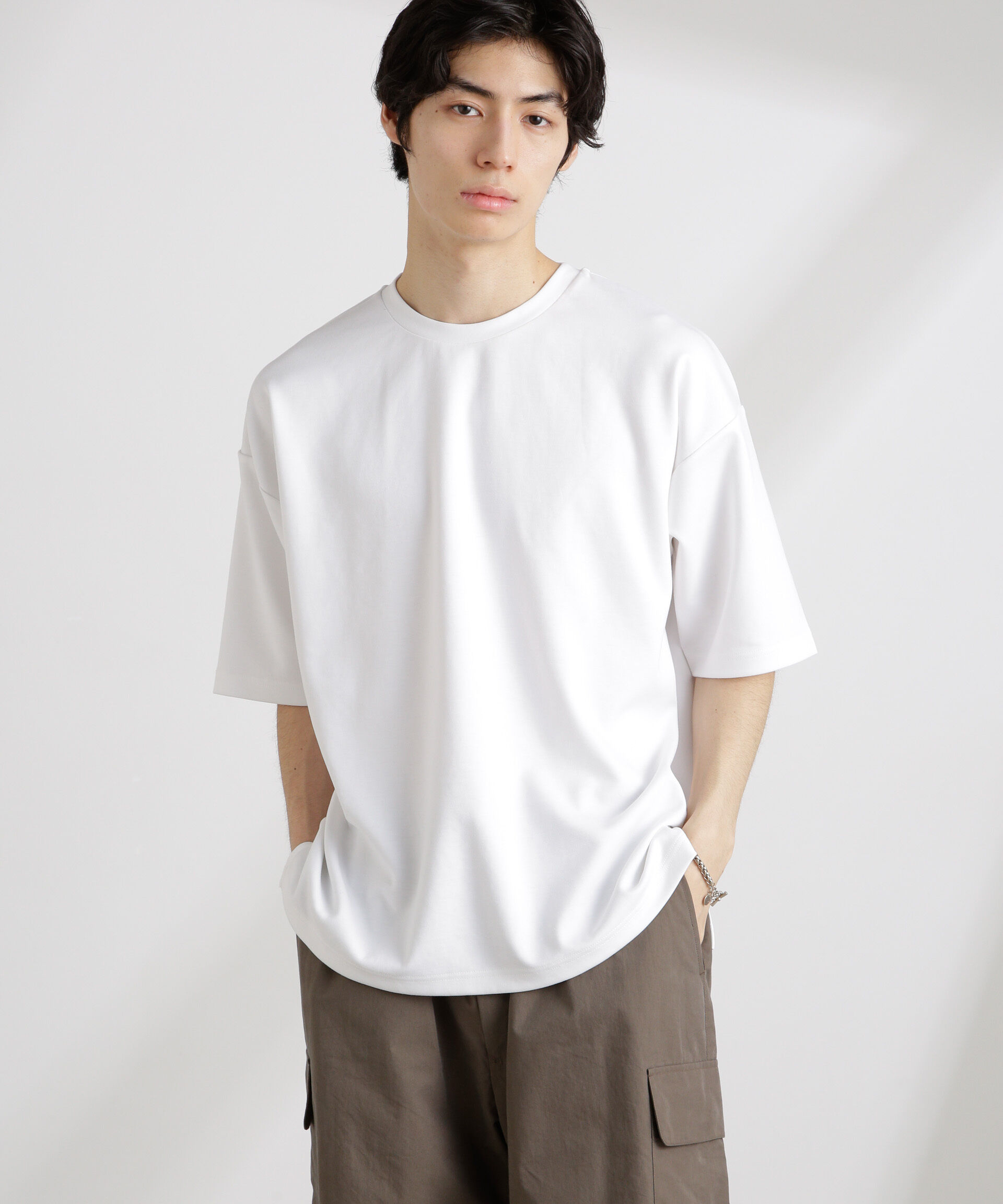 NANO universe「ワイドダンボールTシャツ 半袖」|Tシャツ・カットソー|