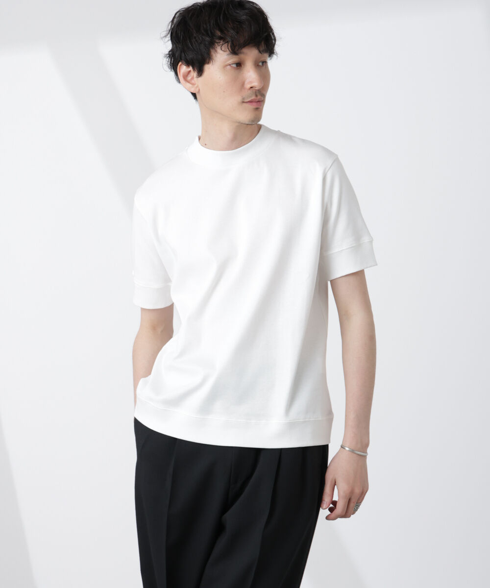NANO universe「[FORMAL JERSEY]モックネックカットソー半袖」|Tシャツ・カットソー|ホワイト