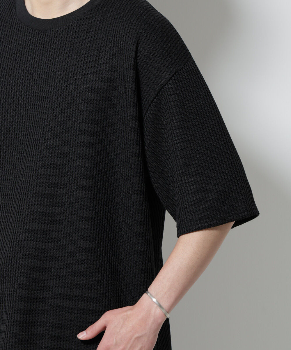 NANO universe「ジャガードニットソーTシャツ 半袖(セットアップ可)」|Tシャツ・カットソー|