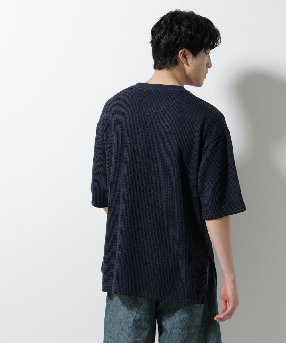NANO universe「ジャガードニットソーTシャツ 半袖(セットアップ可)」|Tシャツ・カットソー|