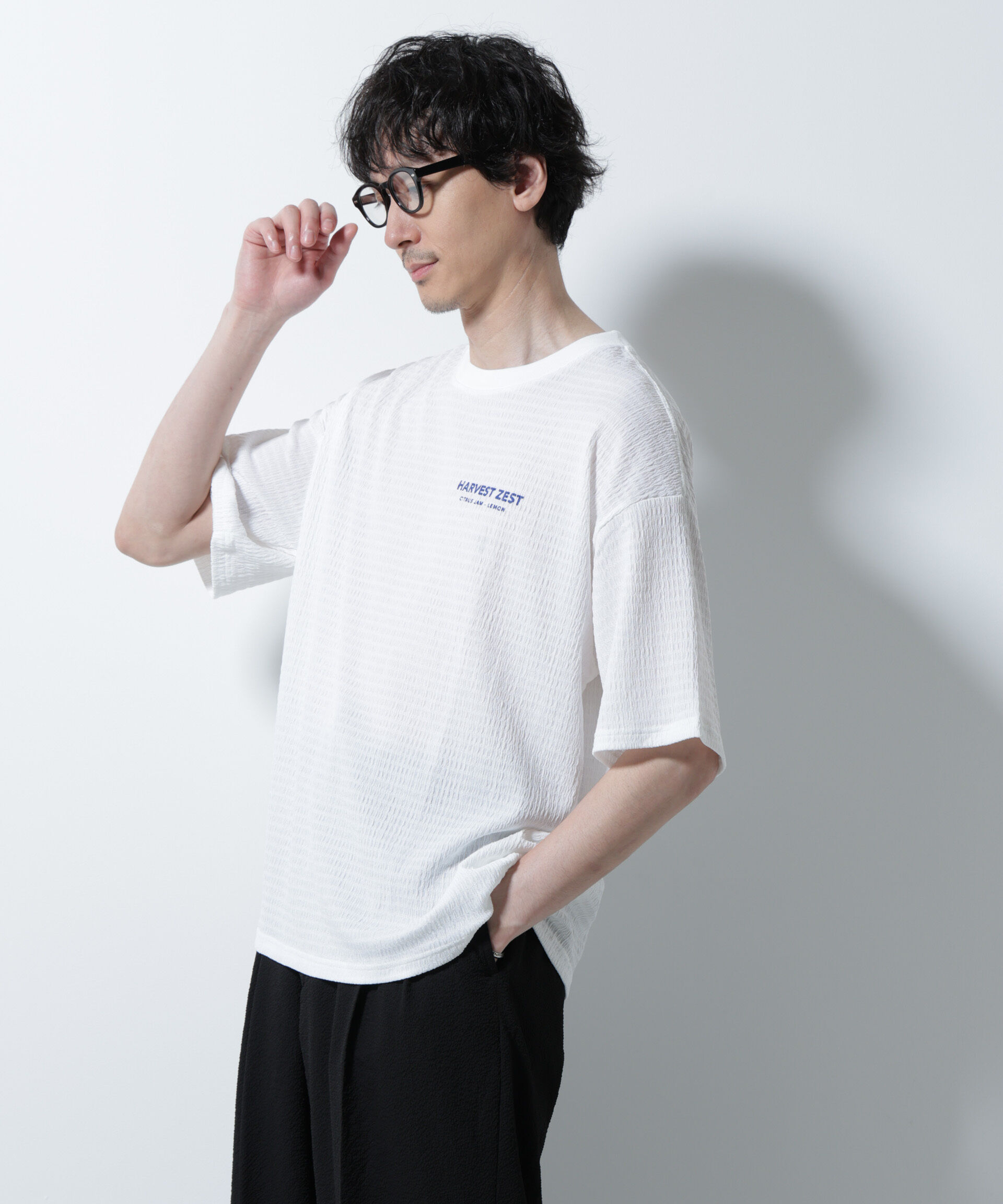 NANO universe「楊柳プリントTシャツ 半袖」|Tシャツ・カットソー|
