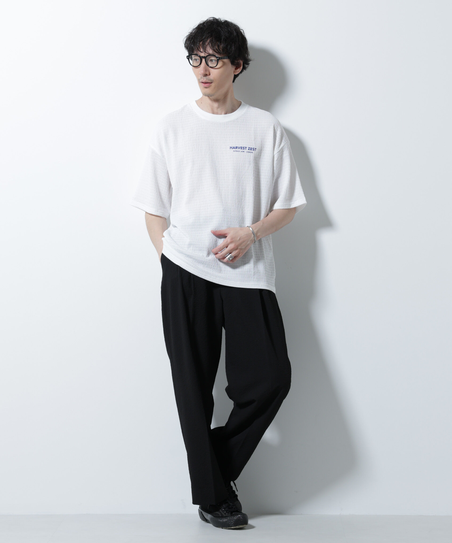 NANO universe「楊柳プリントTシャツ 半袖」|Tシャツ・カットソー|