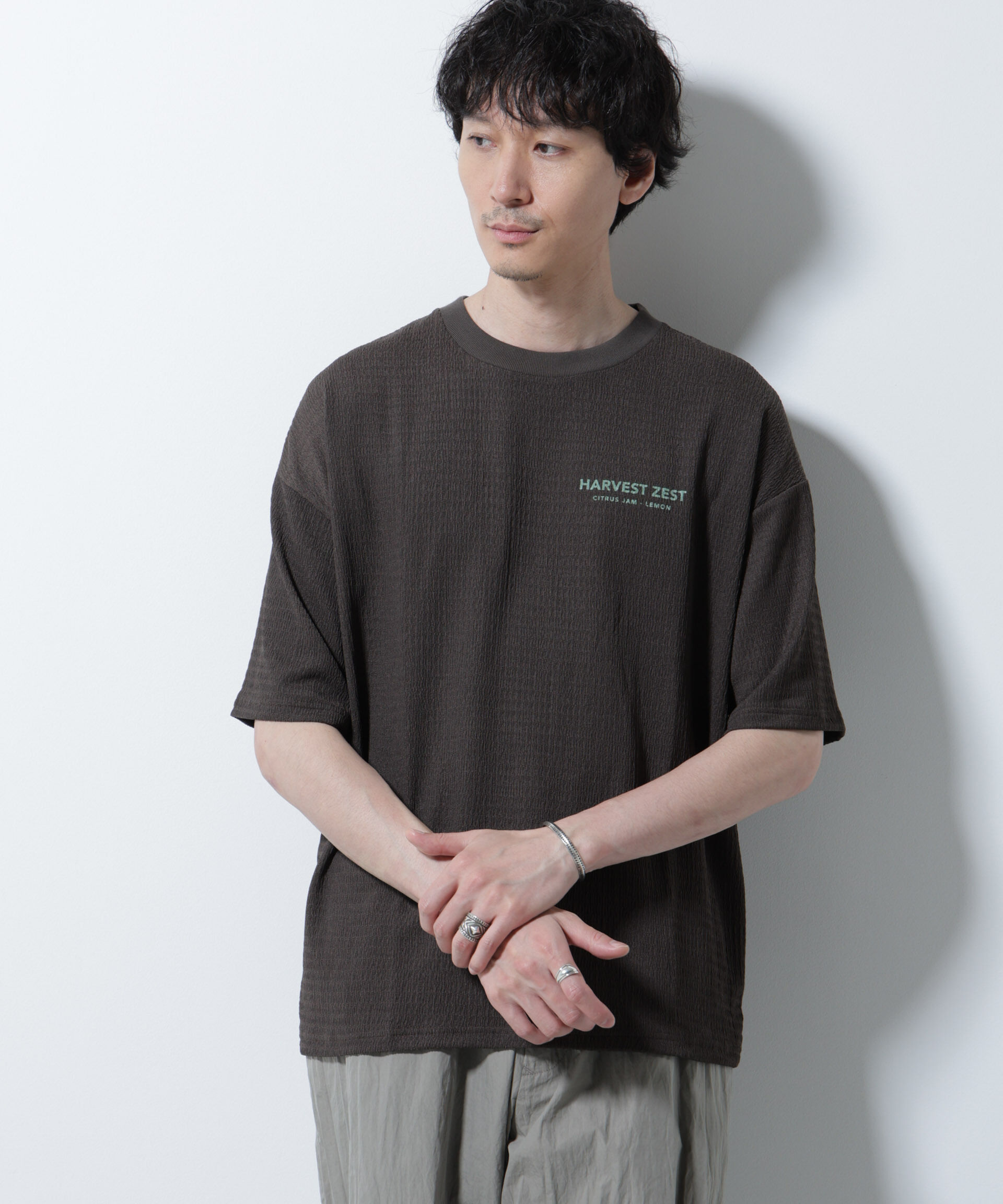 NANO universe「楊柳プリントTシャツ 半袖」|Tシャツ・カットソー|