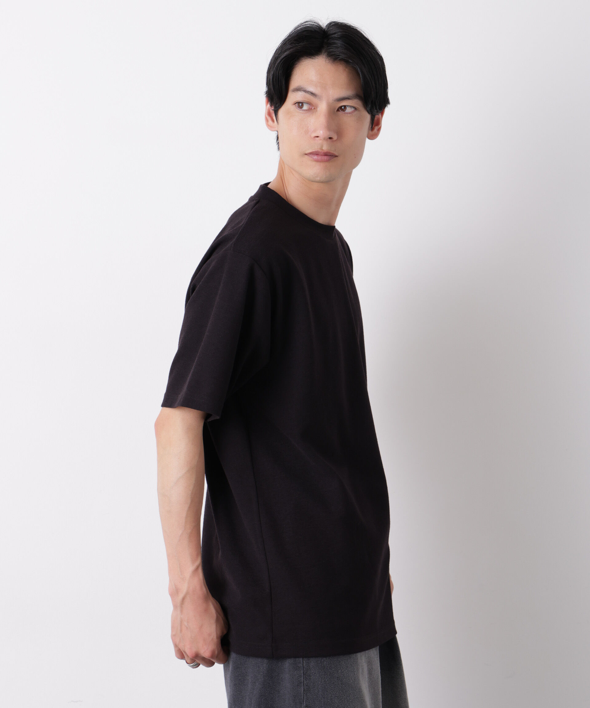 NANO universe「マイクロパイル クルーネックTシャツ 吸水速乾（セットアップ可）」|Tシャツ・カットソー|