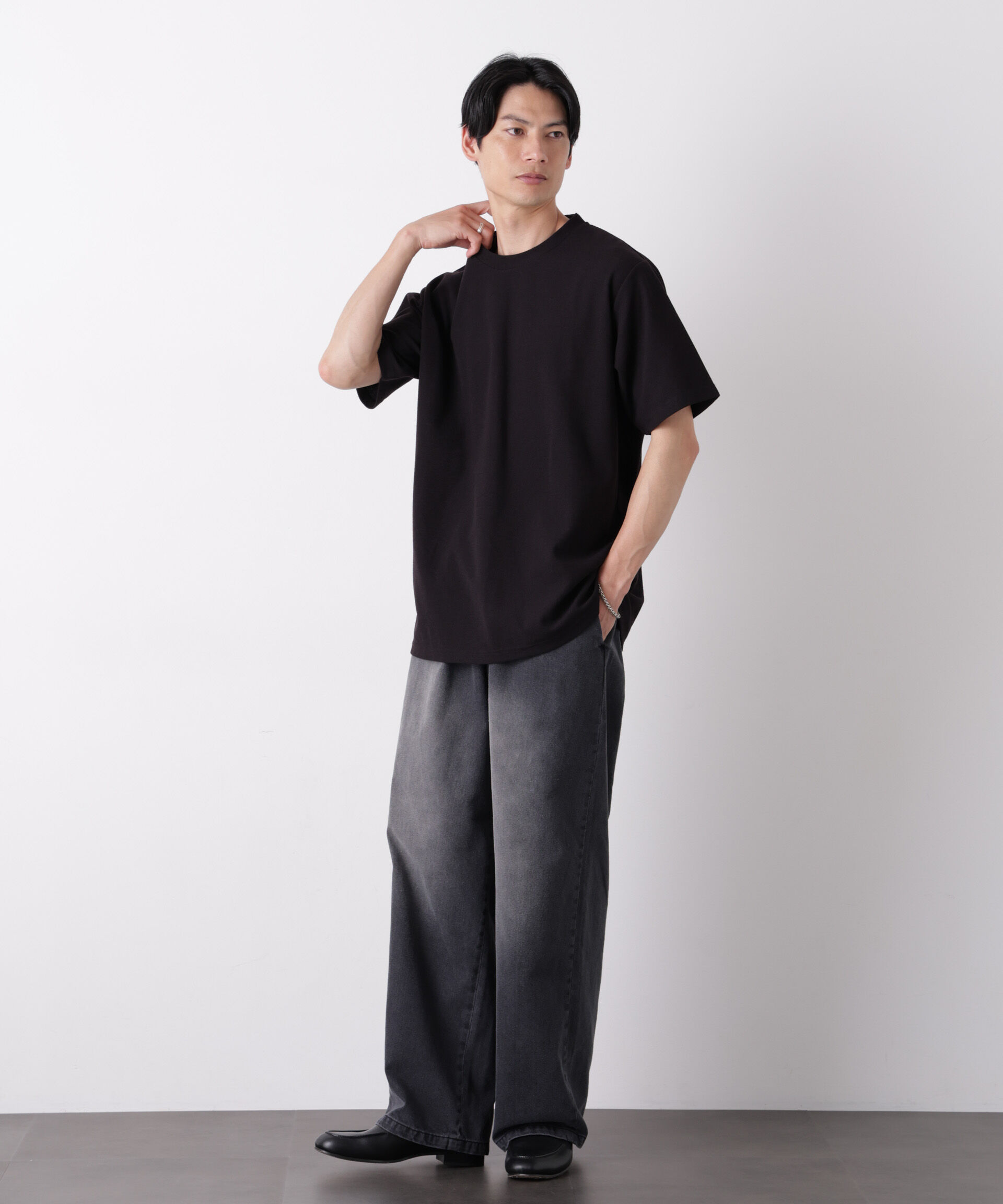 NANO universe「マイクロパイル クルーネックTシャツ 吸水速乾（セットアップ可）」|Tシャツ・カットソー|