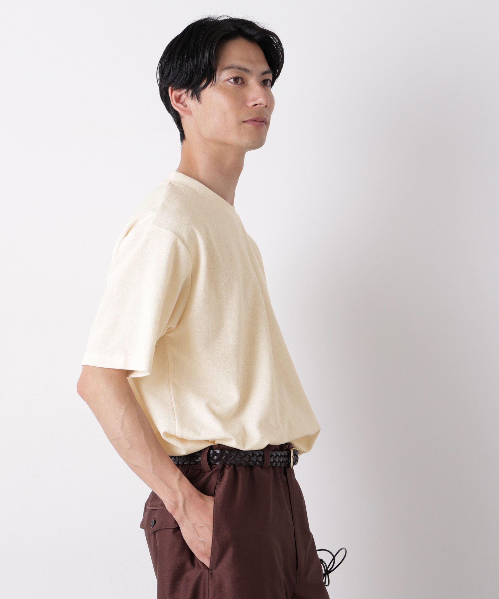 NANO universe「マイクロパイル クルーネックTシャツ 吸水速乾（セットアップ可）」|Tシャツ・カットソー|