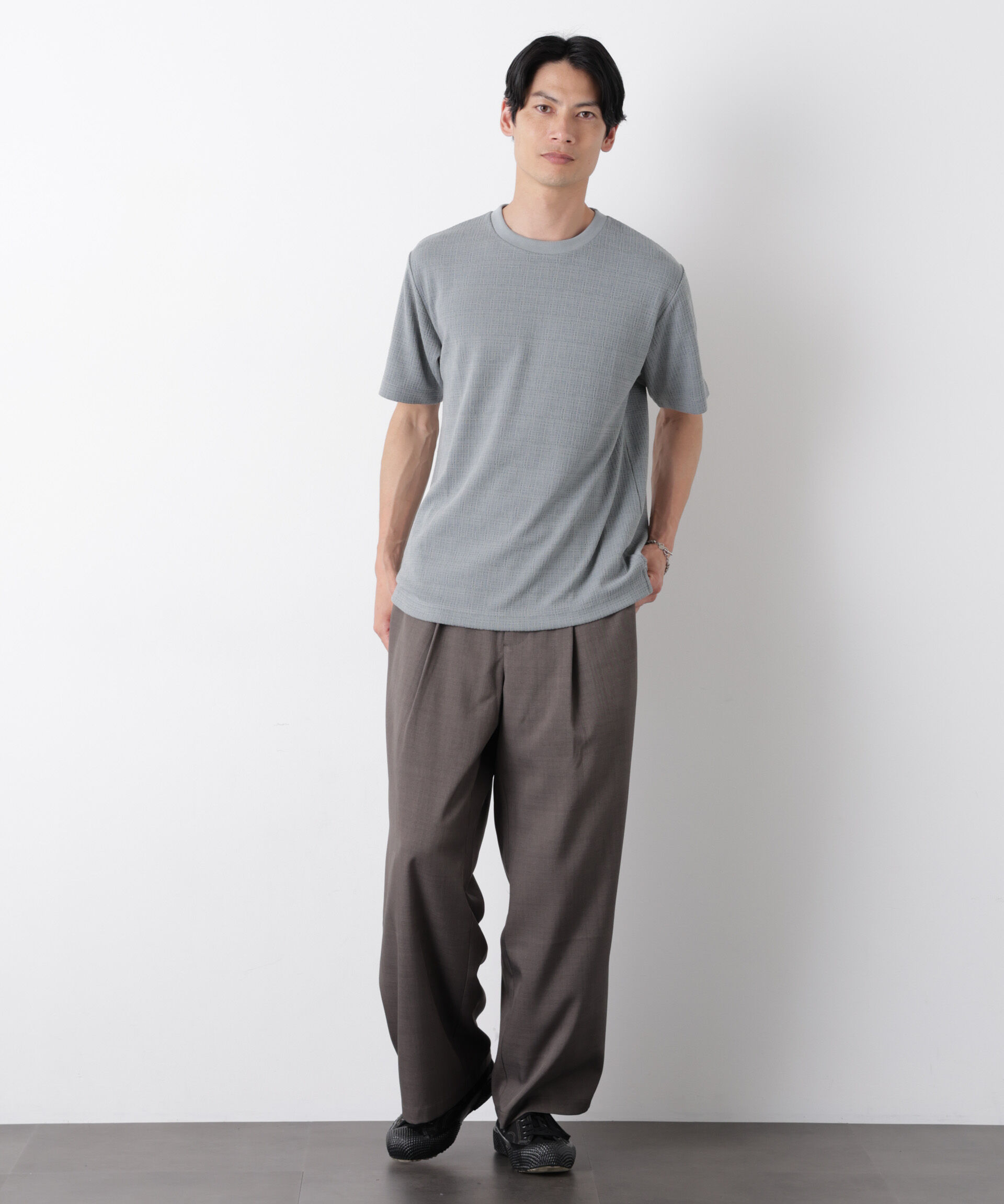 NANO universe「ストレッチジャガードTシャツ 半袖」|Tシャツ・カットソー|