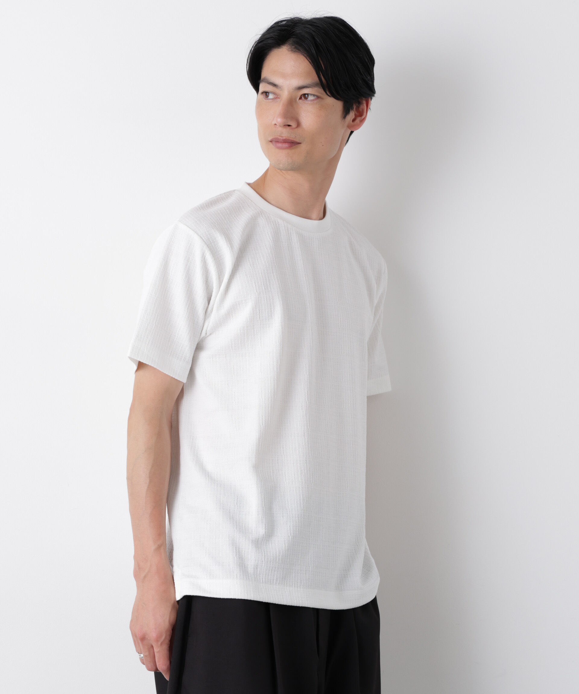 NANO universe「ストレッチジャガードTシャツ 半袖」|Tシャツ・カットソー|